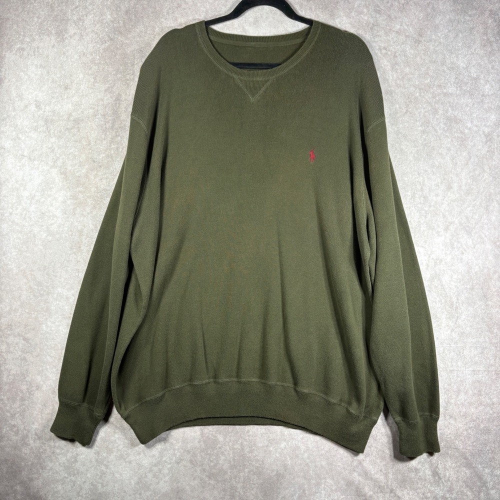 Polo Ralph Lauren Sweater Mens XXL Green Pullover Cotton Crew Neck Pony Logo